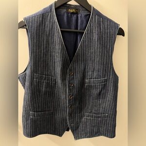 Ralph Lauren Double RL Pinstripe Vest - Navy and Off White